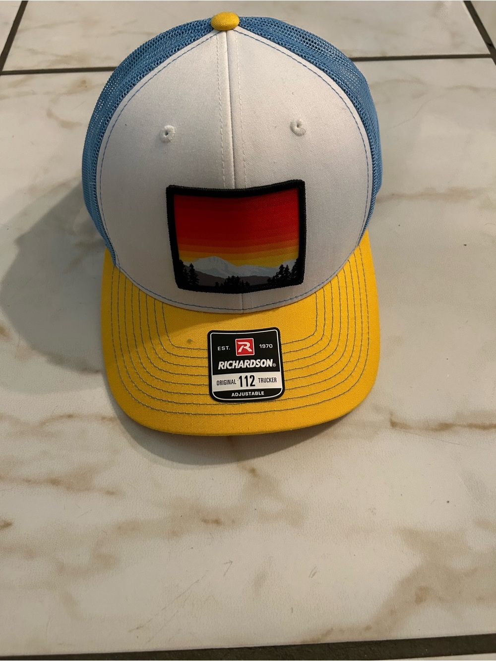 Men’s Hat - Yellow, White & Blue